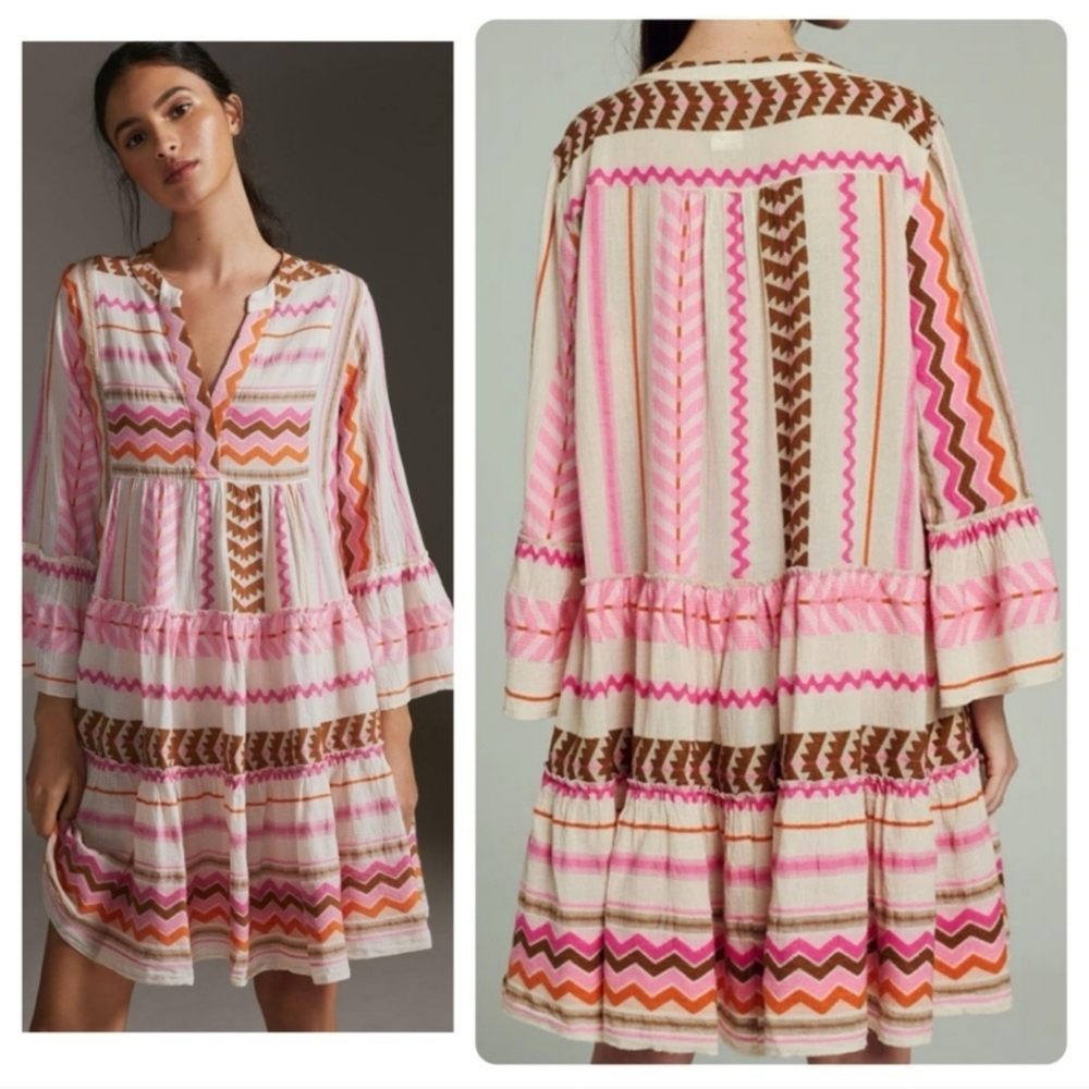 Devotion Twins The Ella Embroidered Tunic Dress Brown Motif Anthropologie Small